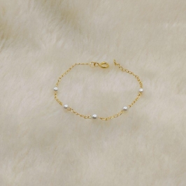 Pulseira Elo Português com Pérola Pequena