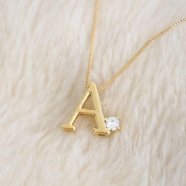 Colar Letra A Com Ponto Zirconia