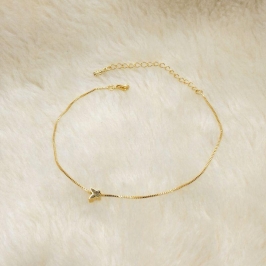 Tornozeleira Veneziana com Pingente Borboleta Liso