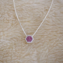 Colar Colmeia Cravejado Rosa