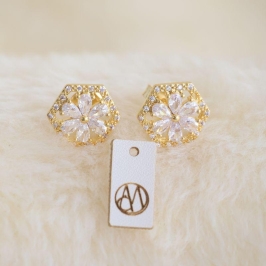 Brinco Flor Cristal Microzirconias Borda