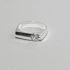 Anel Quadrado Zirconia Cristal - Prata