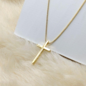 Colar Veneziana com Pingente Cruz Lisa