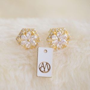 Brinco Flor Cristal Microzirconias Borda