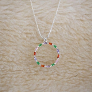 Colar Zirconia Palitinho Deitado Colorido Circulo Vazado