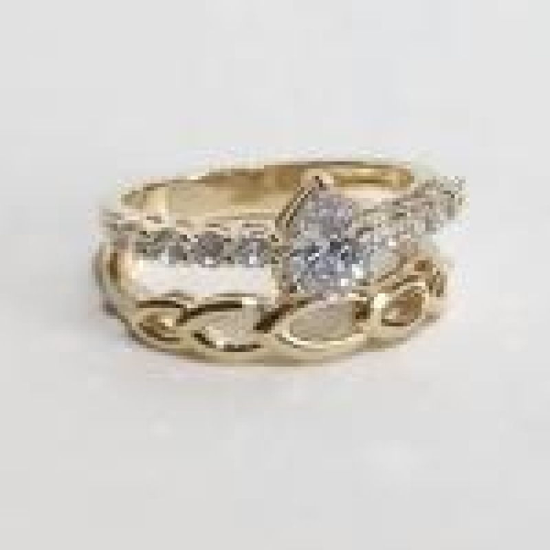 Anel Duplo Zirconia Cristal e Corrente Gota