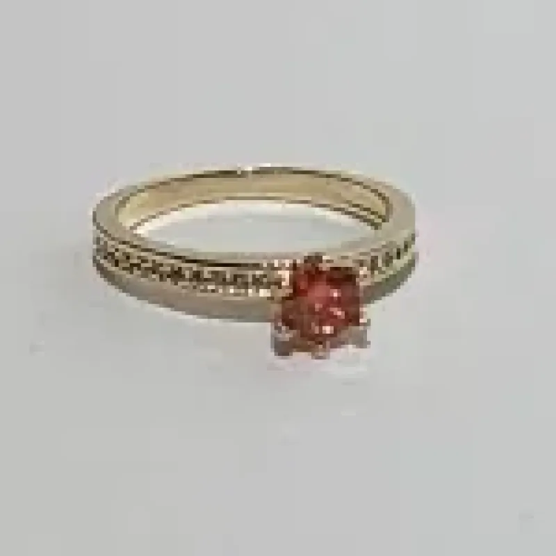 Anel Microzirconias e Pedra Colorida Unica