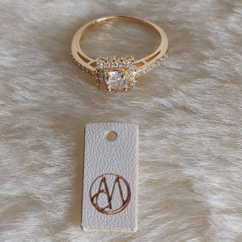 Anel Princesa Microzirconias Cristal Quadrado