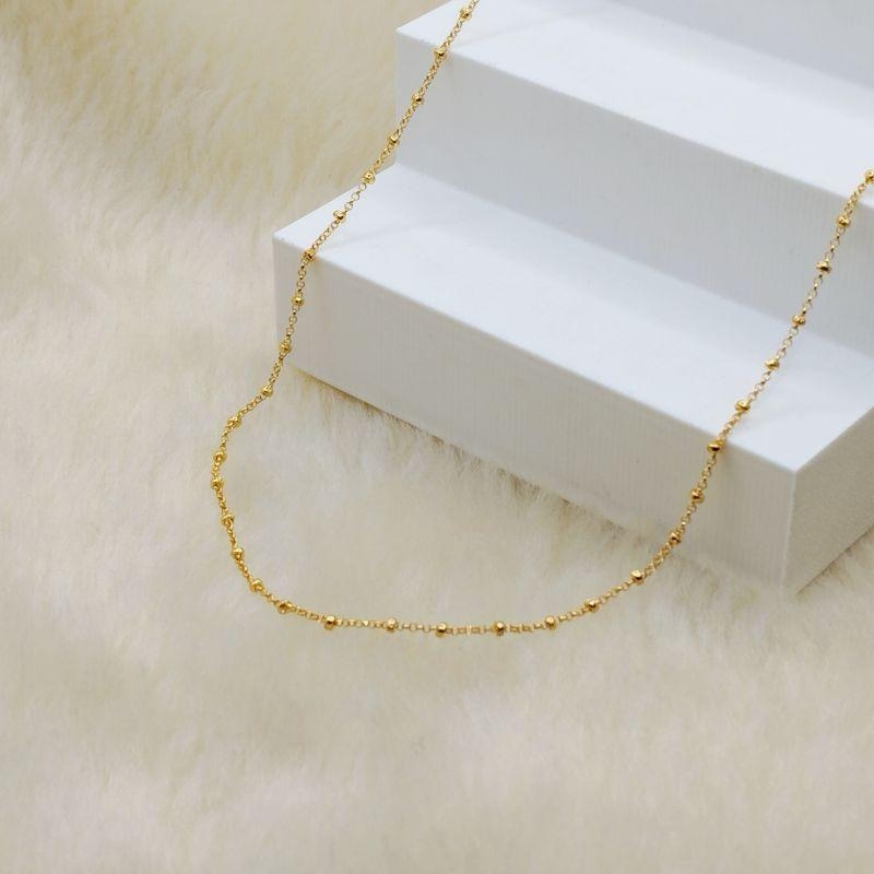 Choker Elo Português com Mini Bolinhas Lisa