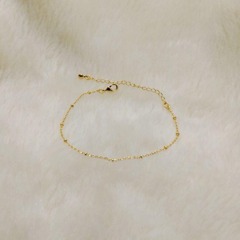 Pulseira Elo Cadeado com Mini Bolinhas