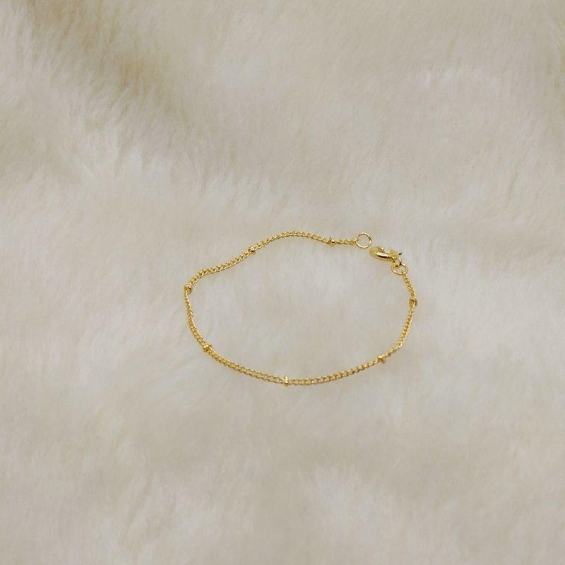 Pulseira Elo Português com Mini Bolinhas