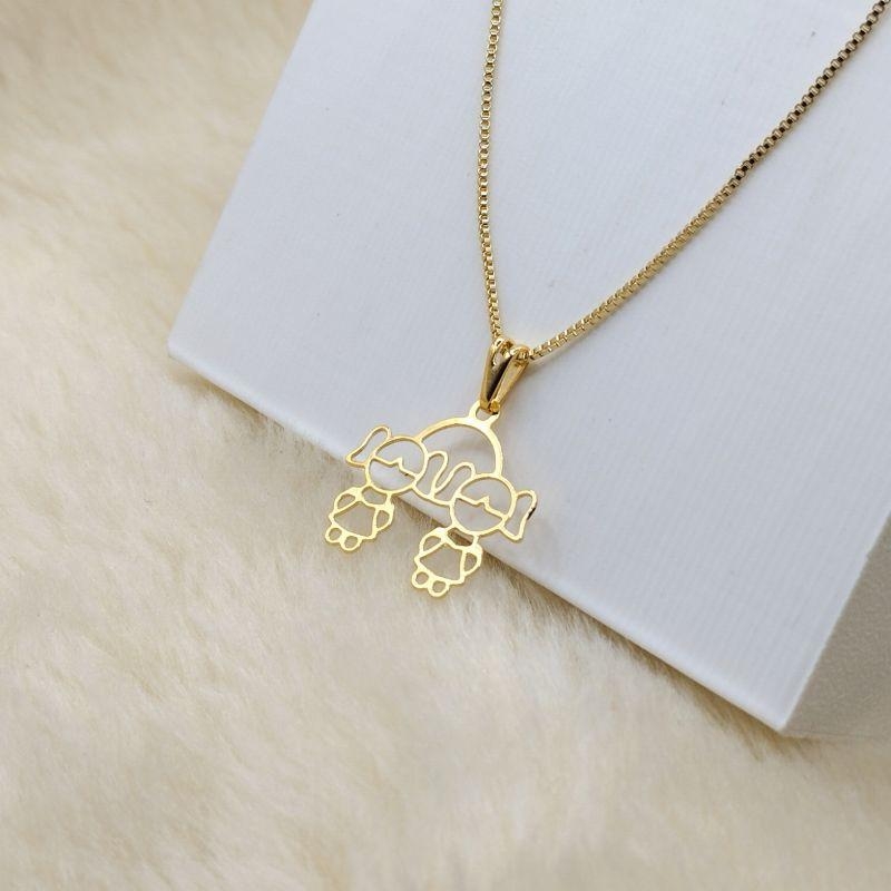 Colar Veneziana com Pingente Canga 2 Meninas Vazado