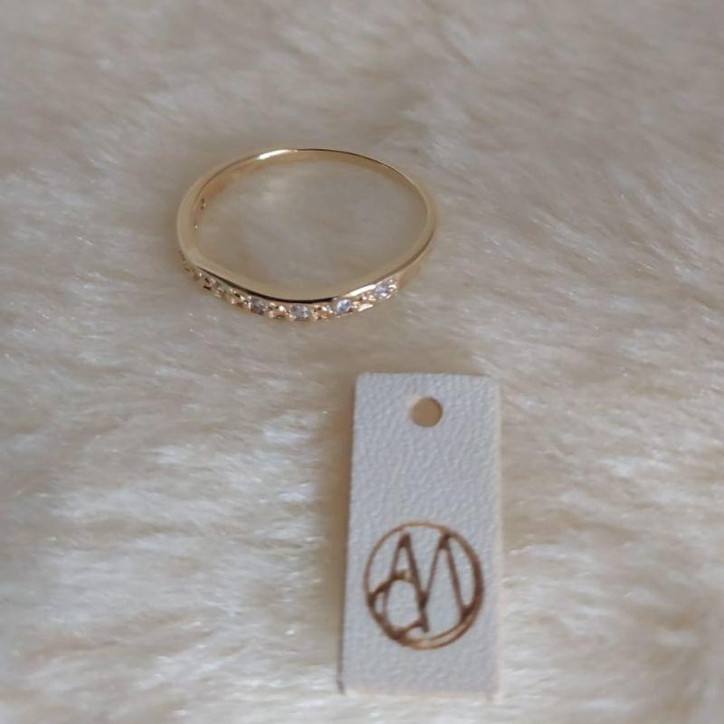 Anel Linha Ondulada Microzirconias Cristal