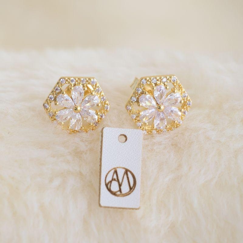 Brinco Flor Cristal Microzirconias Borda