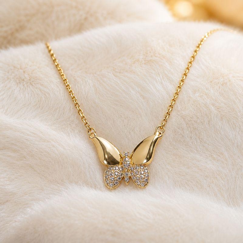 Colar borboleta microzirconia cristal
