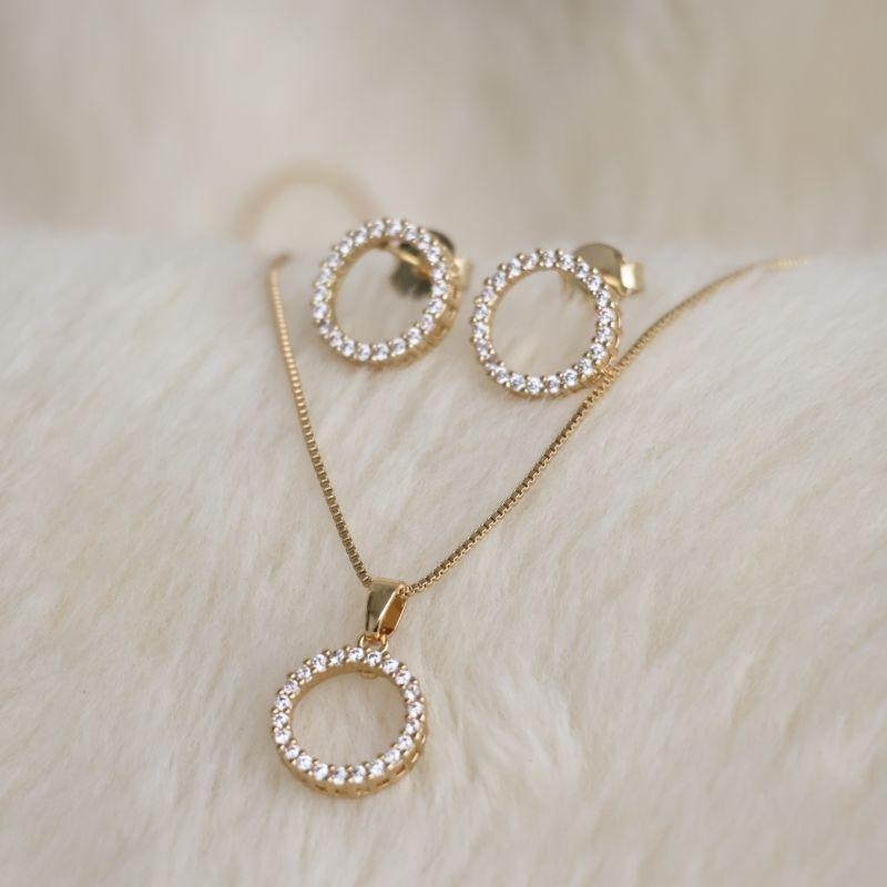 Conjunto Esfera Vazada Microzirconia Cristal