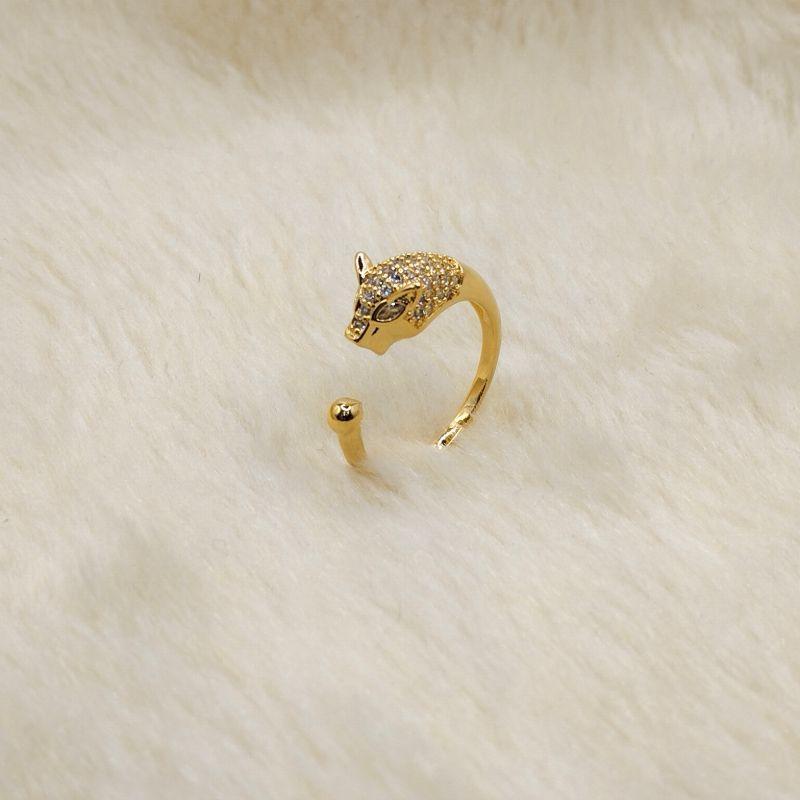 Anel Ajustável Pantera em Zircônia Cristal