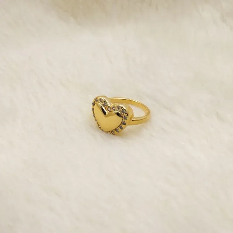 Anel Coração Liso e com Zircônia Cristal