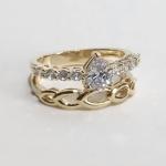 Anel Duplo Zirconia Cristal e Corrente Gota