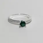 Anel Microzirconias e Pedra Colorida Unica - Prata