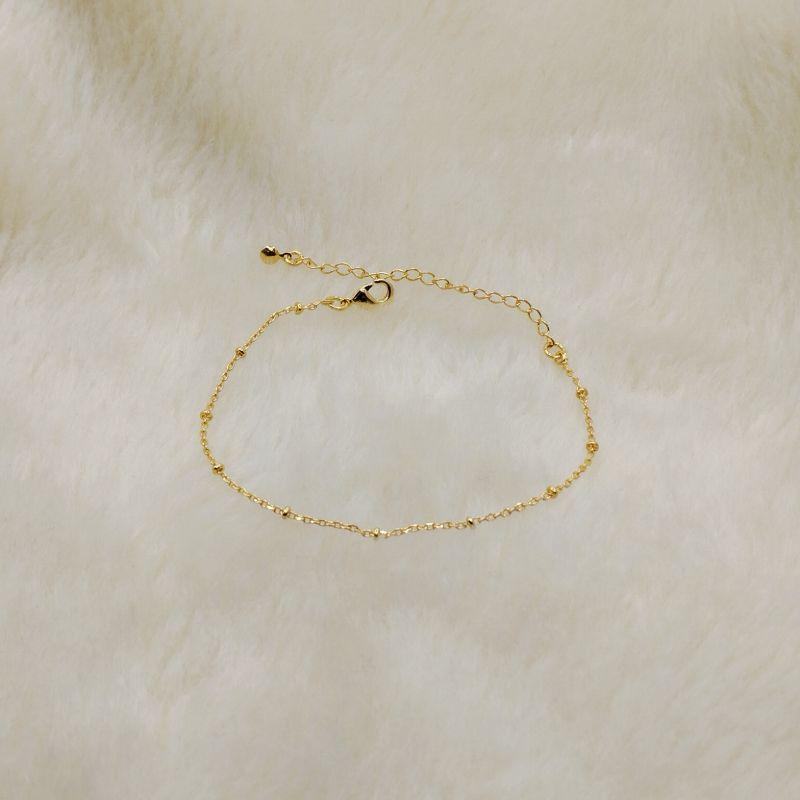 Pulseira Elo Cadeado com Mini Bolinhas