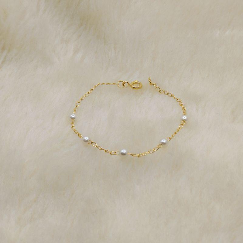 Pulseira Elo Português com Pérola Pequena