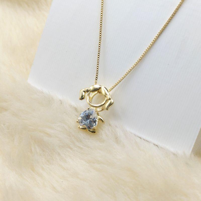 Colar Veneziana com Pingente Menina com Coração em Ponto de Luz Cristal