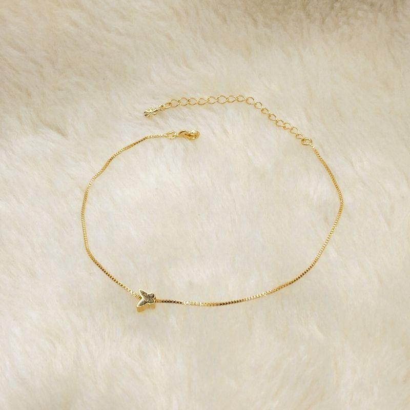 Tornozeleira Veneziana com Pingente Borboleta Liso