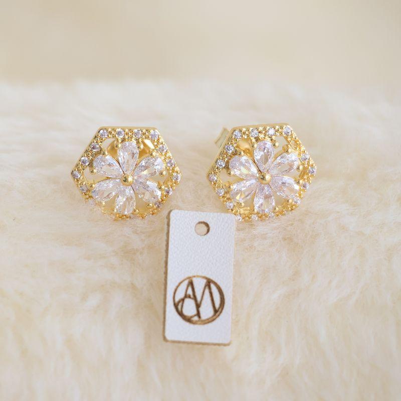 Brinco Flor Cristal Microzirconias Borda