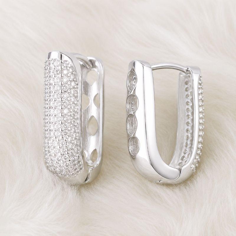 Argola em U com Microzirconias Crista/Colorida Vazada Atras