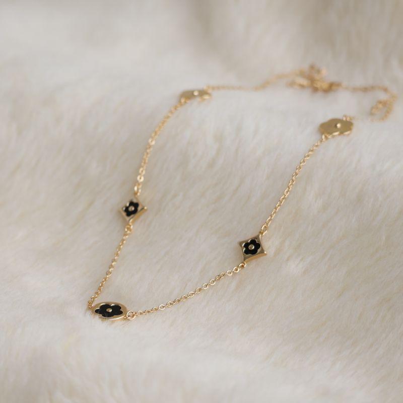 Colar Chapas Trevo Preto